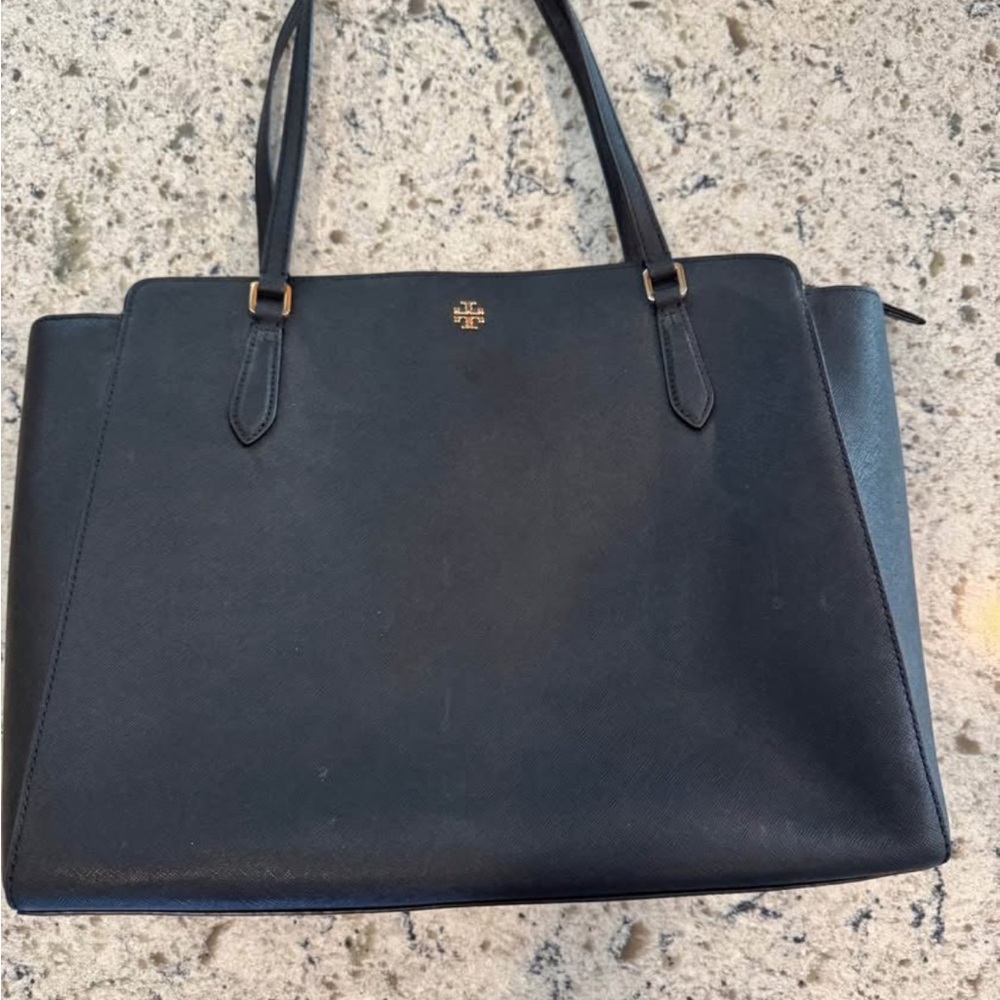 Tory Burch Black Leather Tote Bag